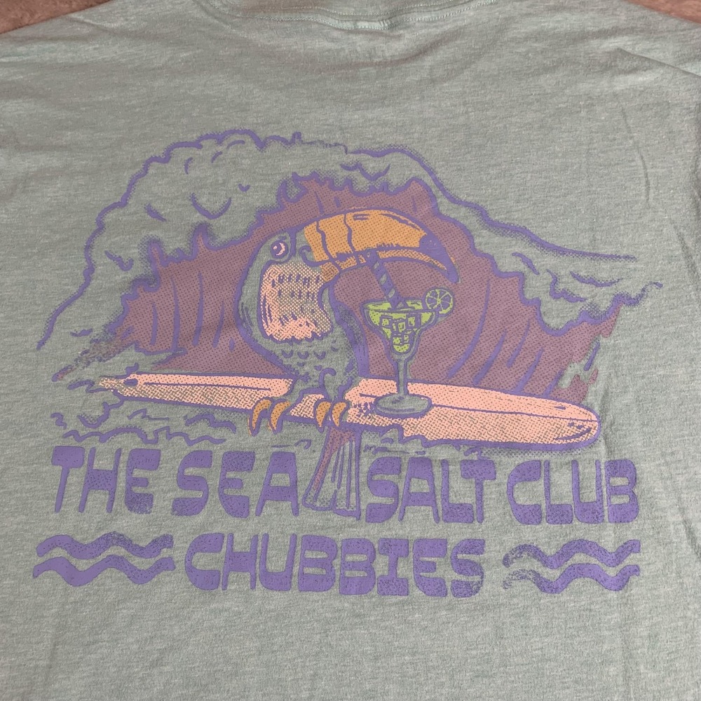 Chubbies Shirt Mens Small Blue Sea Salt Club Toucan Graphic Tee Casual Weekend - Picture 2 of 8